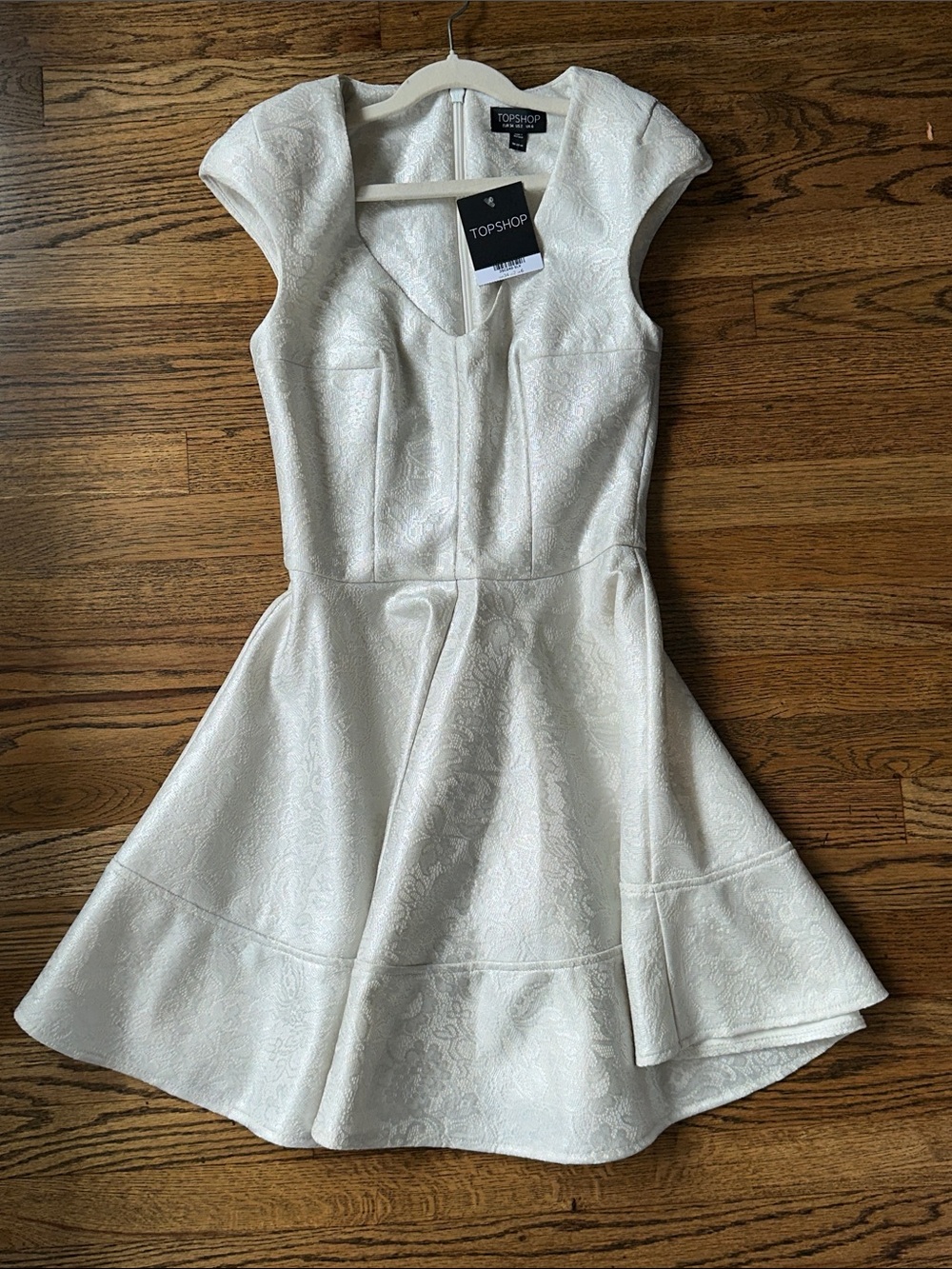 NWT Topshop White Jacquard Fit & Flare A-Line Mini Dress Wedding Prom Holiday